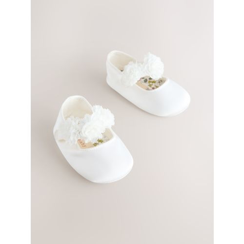 White Satin Baby Corsage Shoes (0-24mths)