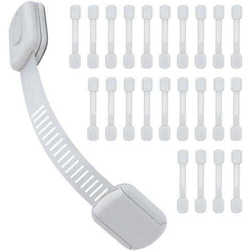 Baby Proof Me Safety Strap Locks – 24-Pack, 3M Adhesive Child Safety Latches for Cabinets, Dishwashers, Fridges, Ovens, Trash Cans, and Toilets – Stain-Free Design