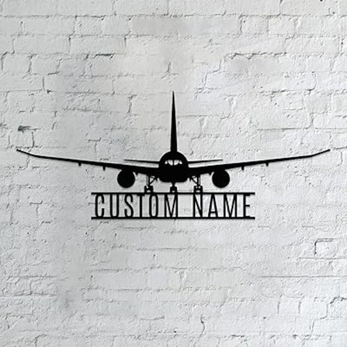 Personalized Metal Airplane Wall Art, Airplane Name Sign, Customized Pilot Name Sign, Airplane Hangar Sign Decor, Aviation Home Office Decor, Large Outdoor Decor, Pilot Gifts, Aircraft Lovers Gift