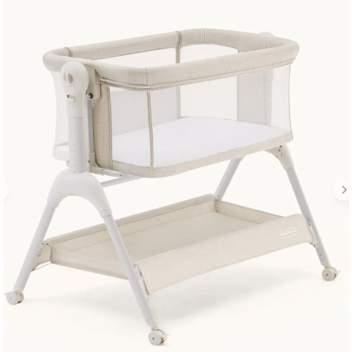 Color Sand Cream Harppa Cuddly Sway 3-in-1 Rocking Baby Bassinet & Bedside Sleeper, Anti-Reflux Newborn Cradle Bed