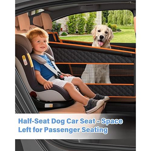 Dog Car Seat for Large Dogs, Back Seat Extender for Dogs, Foldable Pet Car Seat with Waterproof Oxford Fabric and Non-Slip Bottom, All-Around Protection and Strong Support