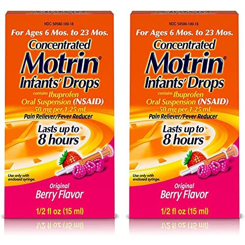 Motrin Infants Concentrated Drops, Fever Reducer, Ibuprofen, Berry Flavored.5 Oz (Pack of 2)