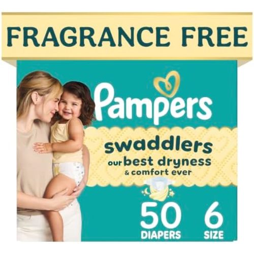 Swaddlers Diapers, Size 6 (23-44 lbs), 50 Count, Fragrance Free, Hypoallergenic, Absorbent, Pediatrician Recommended, Skin Safe