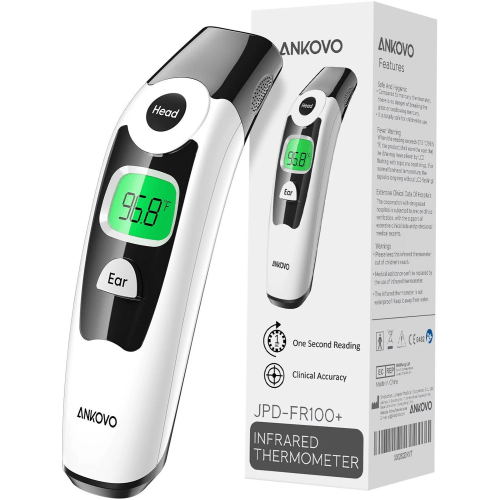 ANKOVO Dual Mode Infrared Thermometer for Baby & Kid, 1s Reading, 2 Colors Backlight, 20 Memories Recall