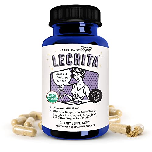 Legendairy Milk Lechita, Supports Milk Flow, Organic Fenugreek Free Breastfeeding Supplement, Organic Fennel & Anise, Made in USA, 60 Vegan Capsules