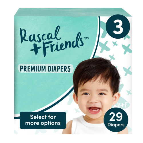Rascal + Friends Premium Diapers Size 3, 29 Count (Select for More Options)