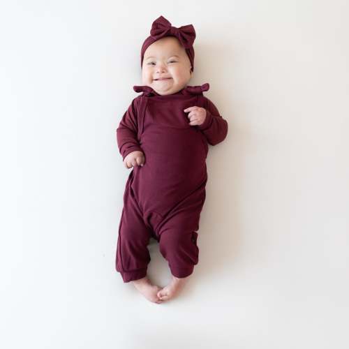 Bamboo Jersey Overall in Burgundy: 3-6 months
