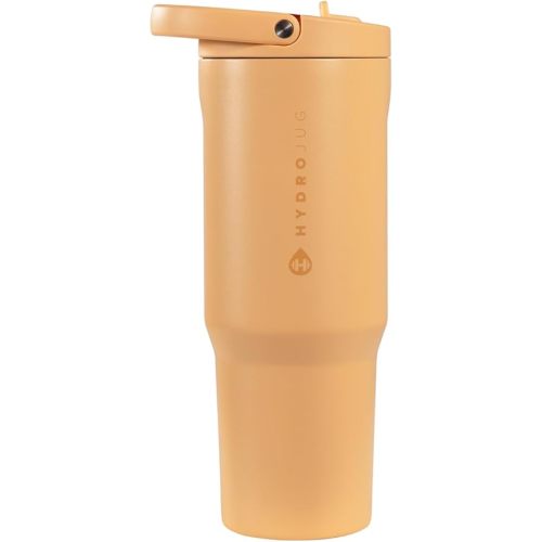 HydroJug Sport - Stainless Steel Tumbler with Straw, Vacuum Insulated, 40oz Leakproof Water Bottle, Ergonomic Design, Reusable, Dishwasher Safe, Rubber Base, Durable for Gym or Outdoors, Marigold