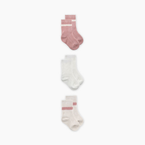 Snugabye Baby Crew Socks (3 Pack) - Misty Rose, 0-12M