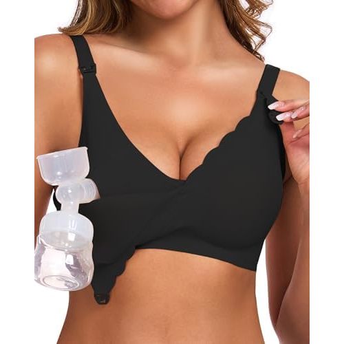 Vinfact Pumping Bra Hands Free-Adjustable Breast Pump Bra Holding & Every Day Bra Wireless Comfortable Bras-Perfect 2 in One
