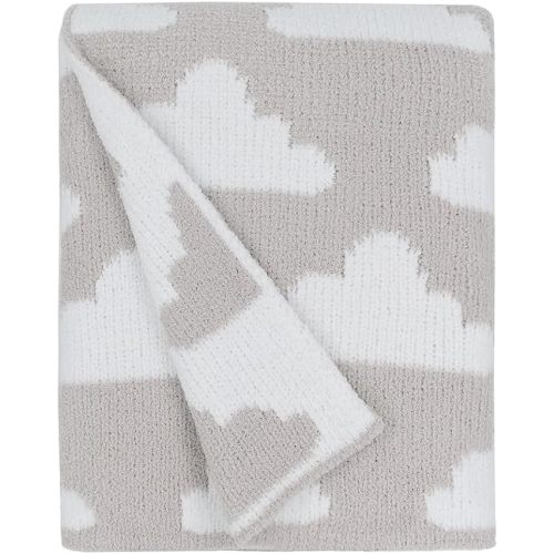 Living Textiles Grey Clouds Chenille Soft Baby Blanket Reversible Premium Cozy Fabric for Best Comfort - for Infant,Toddler,Newborn,Nursery,Boy,Unisex,Throw,Crib,Stroller,Gift, Grey Clouds 40x30