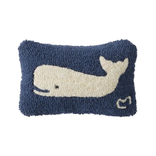 Wool Hooked Throw Pillow, Whale, 8" x 12"