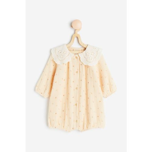 Romper Suit with Eyelet-embroidered Collar