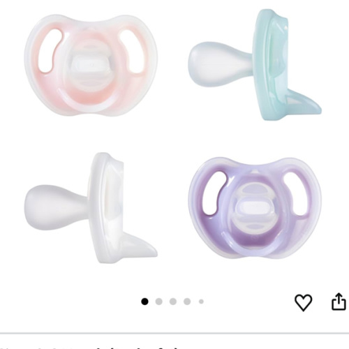 Tommee Tippee Ultra-Light Silicone Pacifier, 0-6 Months, Symmetrical One-Piece Design, BPA-Free Silicone Binkies, Pink/Purple/Green, Pack of 4