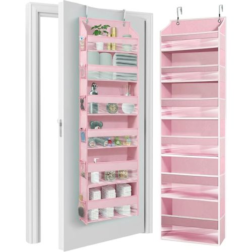 HOMELUX THEORY UPGRADED 6 Tiers Over The Door Organizer Hanging - 100D EXTRA THICK & 50lbs HUGE CAPACITY, 12 Side Mesh Pockets Over The Door Shoe Organizer, Hanging Closet Organizer (Baby Pink, 1pc)