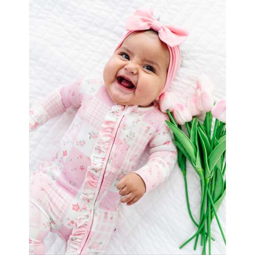 Pink Patchwork Ruffle Convertible Romper