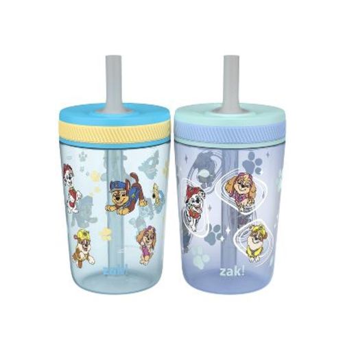 Zak Designs 2pk 15 fl oz Plastic Paw Patrol Water Bottles: Kids & Toddler Portable Drinkware, Dishwasher-Safe, Blue