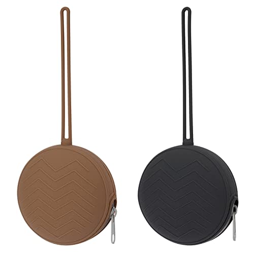 Nupoopy 2 Pack Pacifier Holder Case, BPA Free Baby Pacifier Silicone Pouch for Boys & Girls, Portable Container Case (Clay, Dark Grey)