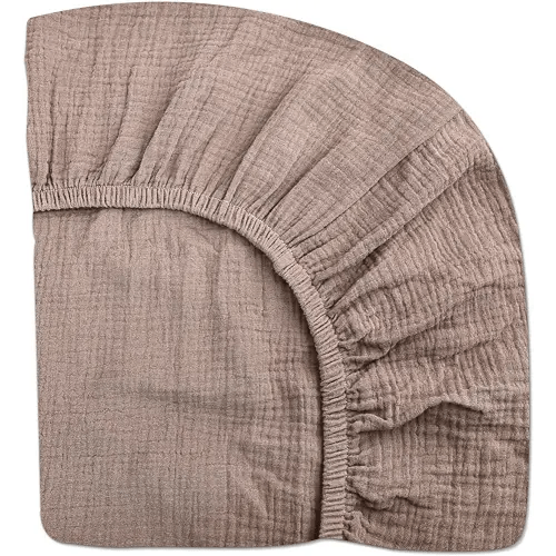 Crib Sheets for Boys Girl, Fitted Baby Toddler Bed Sheets 28" x 52", Neutral Muslin Cotton Crib Mattress Sheet with Boho Style, Soft and Breathable Comfort (Shadow)