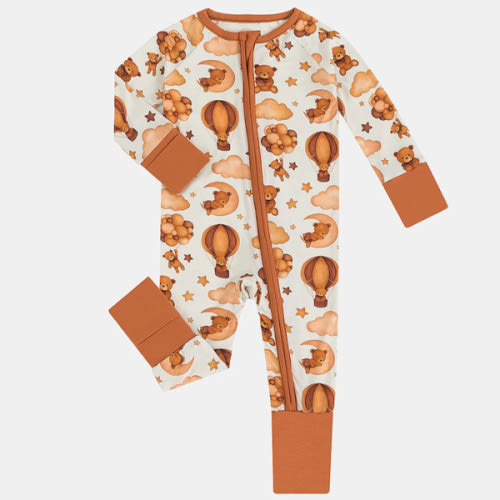 Cartoon Brown Bear Baby Bamboo Zipper Romper – FancyPrince