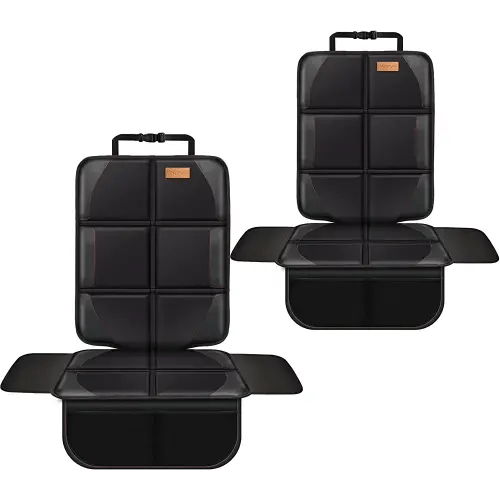 Car Seat Protector, 2 Pack, Thickest Padded 600D Fabric Padding, Waterproof, Durable, Anti Slip Backing, Child Seat Protection, Suitable for Babies, Toddlers, Children（Black 2）