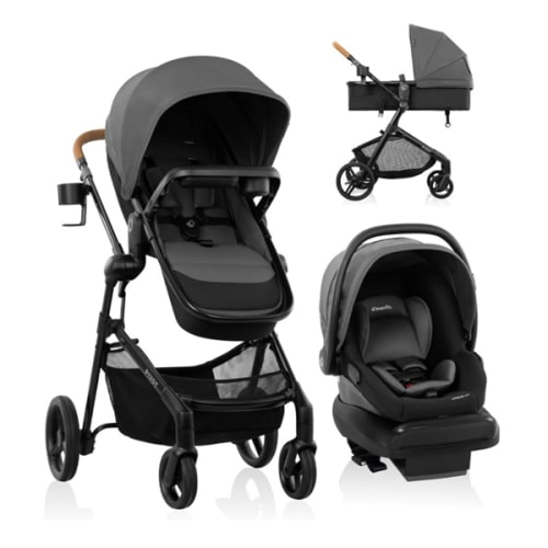 Evenflo Pivot NXT Sistema de Viaje con Asiento de Auto para Bebé LiteMax NXT, Gris Silverado