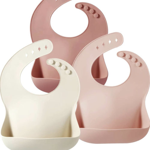 PandaEar Set of 3 Silicone Baby Bibs, Waterproof Soft Adjustable Bibs for Babies Toddlers 10-72 Months
