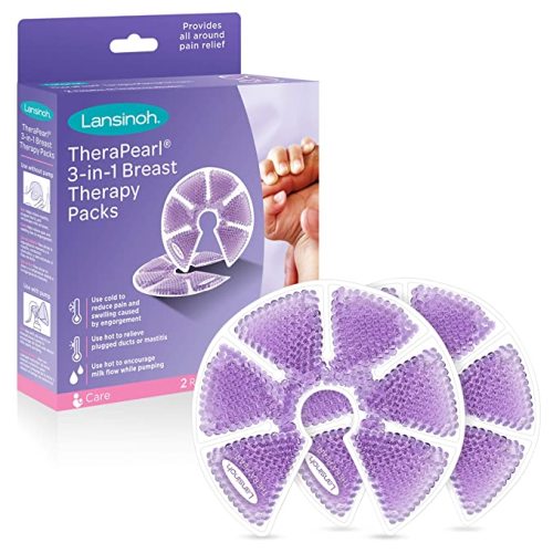 Lansinoh TheraPearl 3-in-1 Breast Therapy Packs with Soft Covers, Hot and Cold Breast Pads for Breastfeeding Moms, 2 Pack - 2 Count (Pack of 1)