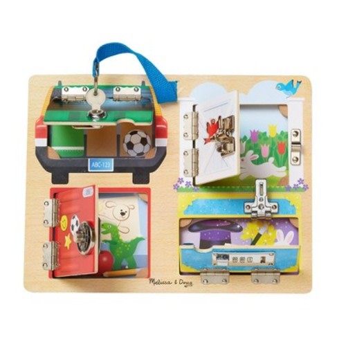 Melissa & Doug Locks and Latches Board Wooden Educational Toy: Develops Fine Motor Skills for Toddlers
