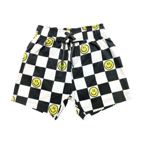 Baby Swim Board Shorts - Check Smile