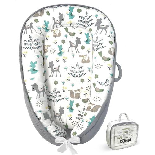 Baby Lounger for Newborn 0–24 Months, Baby Pillow & Baby Nest Lounger, Organic Cotton Breathable Infant Pillow, Portable Baby Nest for Home & Travel (Light Grey)