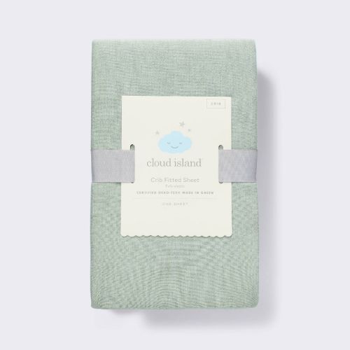 Polyester Rayon Fitted Crib Sheet - Green - Cloud Island™: Solid Pattern, Fits 6" Mattress, Jersey Construction