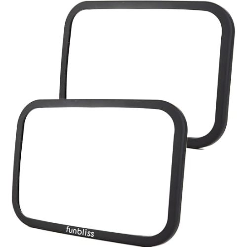 Funbliss Rear Facing Car Seat Mirrors - Shake-proof & Shatterproof Baby Car Mirror for Backseat - Clear Wide View, Easy Install, 2 Pack for Multiple Kids