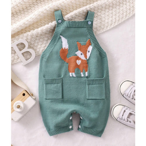 SHEIN Baby Boys' Fox Printed Pocketed Sweater Romper | SHEIN USA