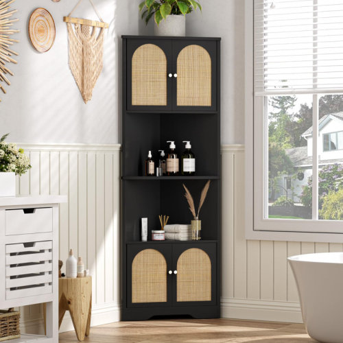 Bay Isle Home™ 67''H Tall Corner Cabinet With Handmade Rattan Door & Reviews | Wayfair