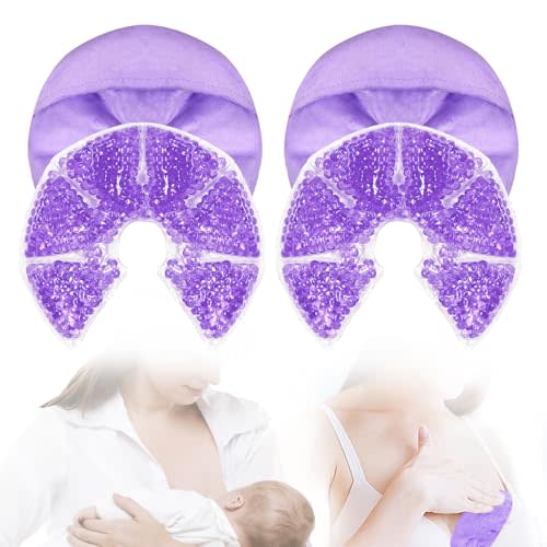 Hot Cold Gel Bead Breast Therapy Pack,Breast Ice Packs for Breastfeeding,Relief for Breastfeeding,Nursing Pain, Mastitis,Engorgement,Plugged Ducts, Boost Milk Let-Down & Production (#42 Purple)