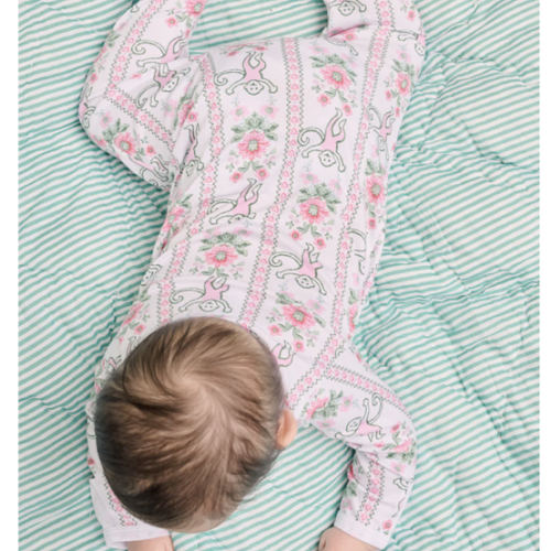 Roller Rabbit x Hill House Infant Zipper Footie - Pink Monkey Block St – Hill House Home