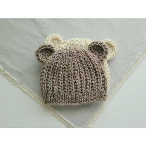 Crochet Baby Bear Hat, Newborn Photo Prop Outfit