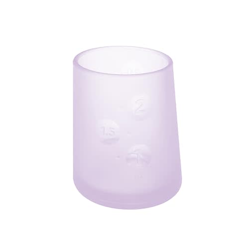 Olababy Baby Cup, Silicone Open Cup, Baby Led Weaning, 2oz (Lilac) | Non-Slip, Sloping Design for Tiny Hands. Clear Sense 100% Silicone. Doubles as Medicine Cup.