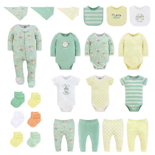 The Peanutshell Cu-tea Baby Clothes Set with Baby Socks, Pants, Bibs, and Sleepers, 6-9 Months, 23-Piece