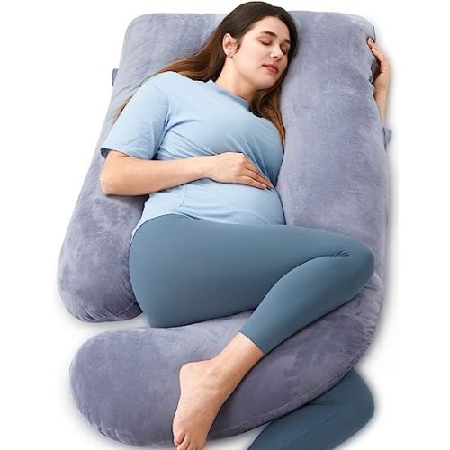 Momcozy Pregnancy Pillow for Sleeping - U Shaped Full Body Maternity Pillow | Removable Cover, Support for Back, Legs, Belly, Hips for Pregnant Women, Side Sleeper, Pregnancy Gifts & Essentials, 57 Inch