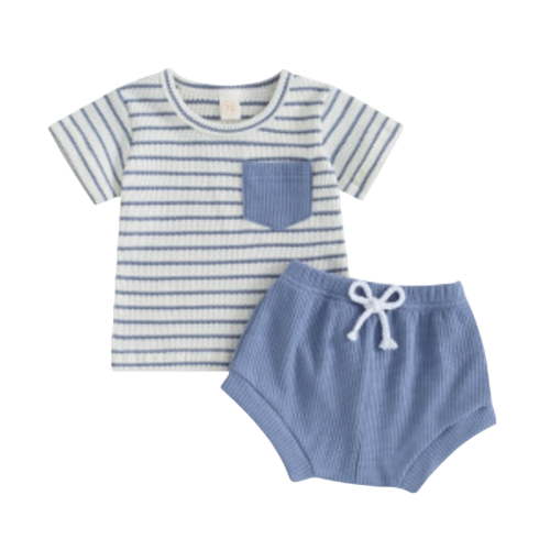 XZNPDUCQ Boys And Girls Vest Short Sleeved Shorts Set Comfortable Soft Breathable Stylish And Cute Cartoon Girls Set Dailywear Set Summer Outfit (0-3 Months,Blue)