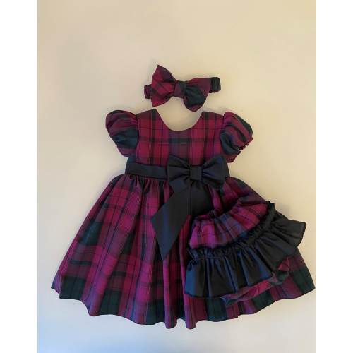 Lindsay tartan party dress-Baby dress-Plaid dress-Tartan dress-Girls dress-Toddler dress-Birthday dress-Plaid Baby-Plaid Christmas dress set