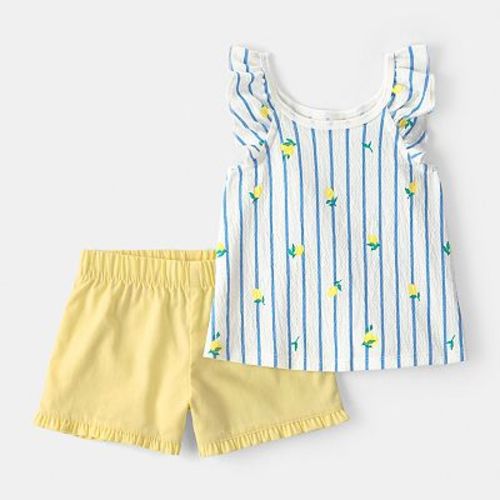Baby Girl Carter's 2-Piece Lemon Striped Top & Short Set