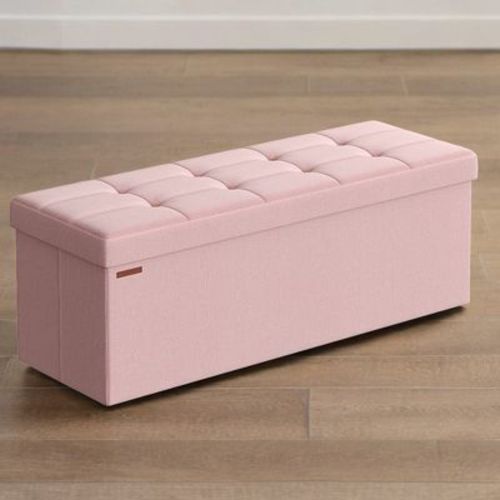 43" Folding Storage Ottoman Bench, Ottoman with Storage, End of Bed Bench, Storage Chest, Foot Rest Stool, Padded Seat, Hold up to 660lbs