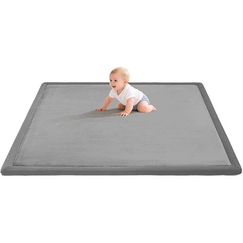 AEOCOO 60x80'' Baby Play Mats for Floor, 1.3'' Thick Cushioning Rug, Grey