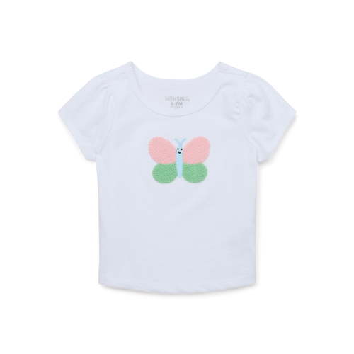 Garanimals Baby Girl Short Sleeve Scallop Neck Embroidered T-Shirt, Sizes 0-24 Months