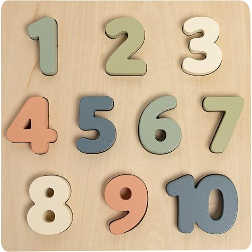 Pearhead Wooden Numbers Puzzle, Colorful Counting, Interactive Learning Board Educational Toy, Modern Toddler Toys, Baby and Toddler Gift Boys or Girls