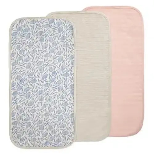 mushie Water Repellent Changing Pad Liners | Made with Organic Cotton | Set of 3 (Blue Flowers Combo)