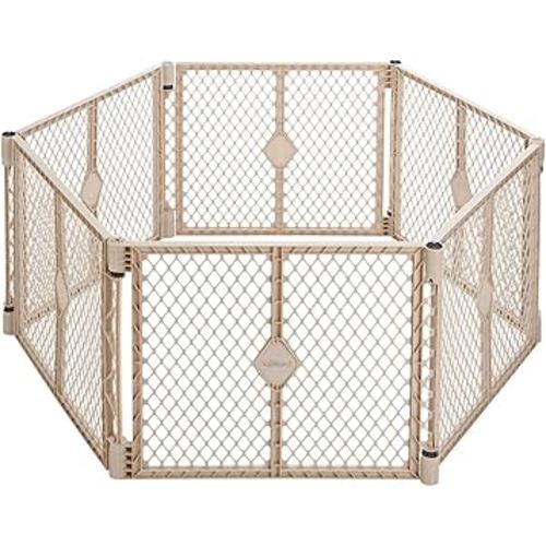 Toddleroo by North States - Superyard Baby Play Yard: Freestanding 6-Panel Baby Playpen - Indoor or Outdoor Use - Made in USA - Encloses Up to 18.5 Square Feet - 26 Inches Tall - Sand